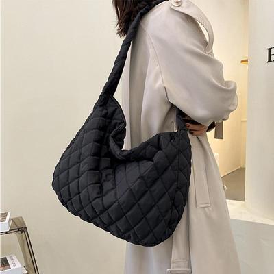 Winter Down Embroidery Thread Shoulder Bag Fashion Padded Dumpling Large Capacity Crossbody Bag