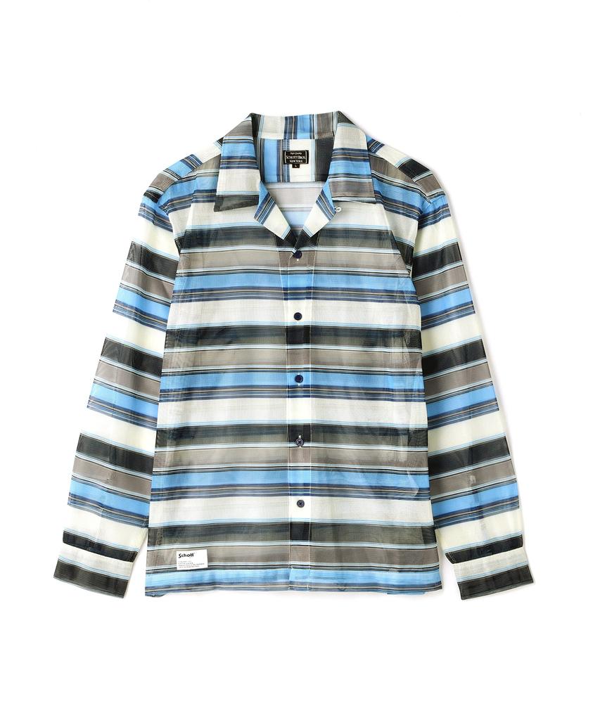 Schott NYC Patterned Mesh LS Shirt, Men's, Size M, 122, Navy Striped, 782-3120002