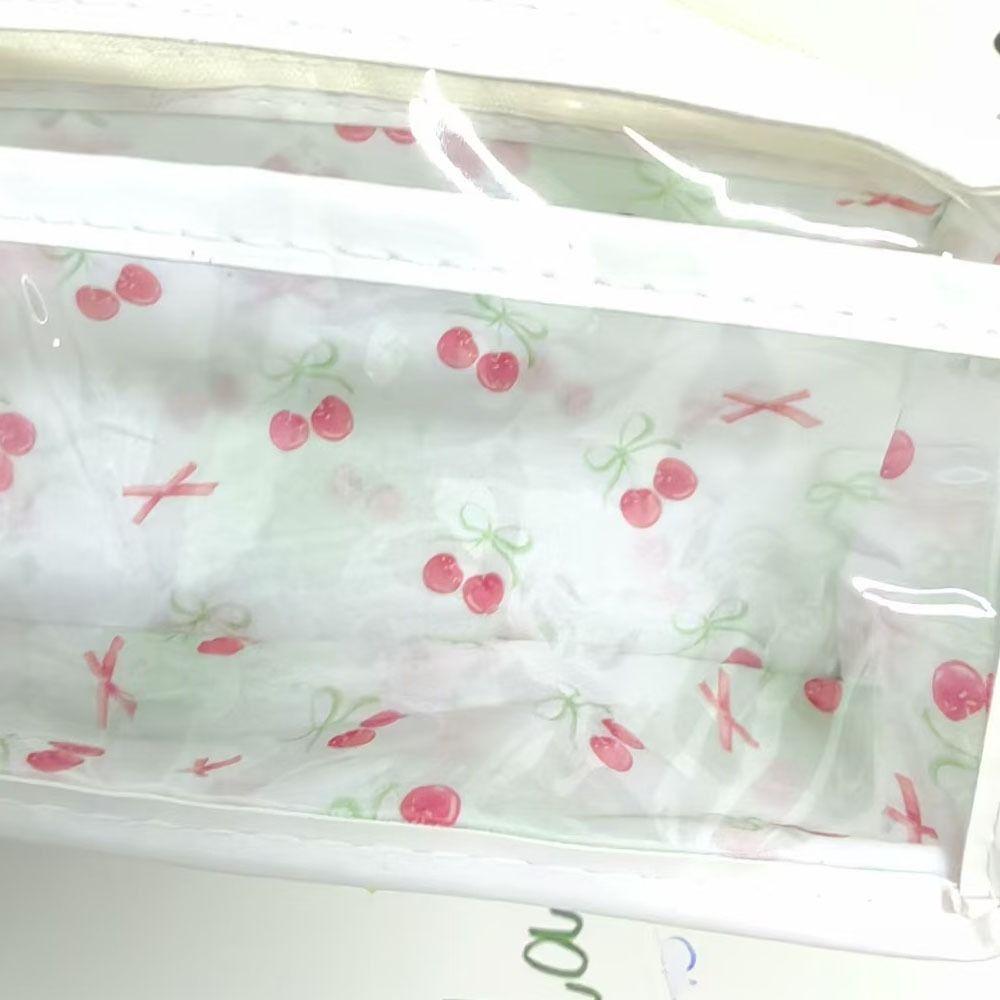 Transparent Pen Bags Cute Cherry Stationery Bag Cartoon Triangle Pencil Bag  School Supplies