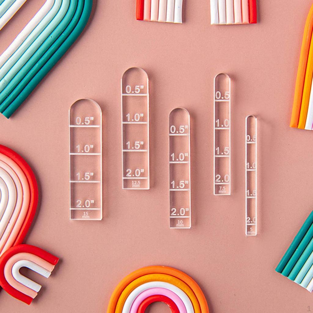 5x Clay Rulers Acrylic Portable Measurement Arch Guide Tool Pottery Measuring Set for