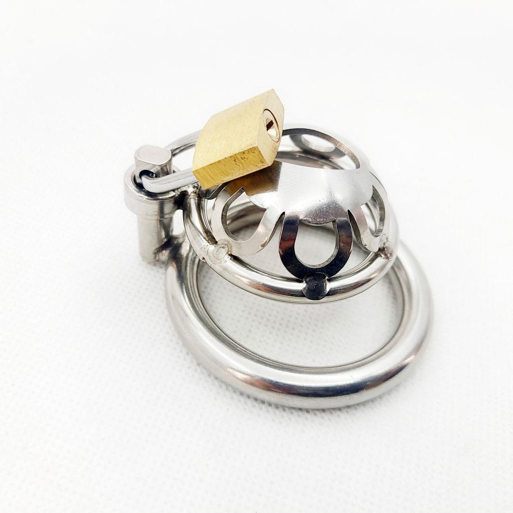 FHTF Short Small Metal Men's Chastity Device Cock Bondage Cage Penis Lock for Boy Over 18