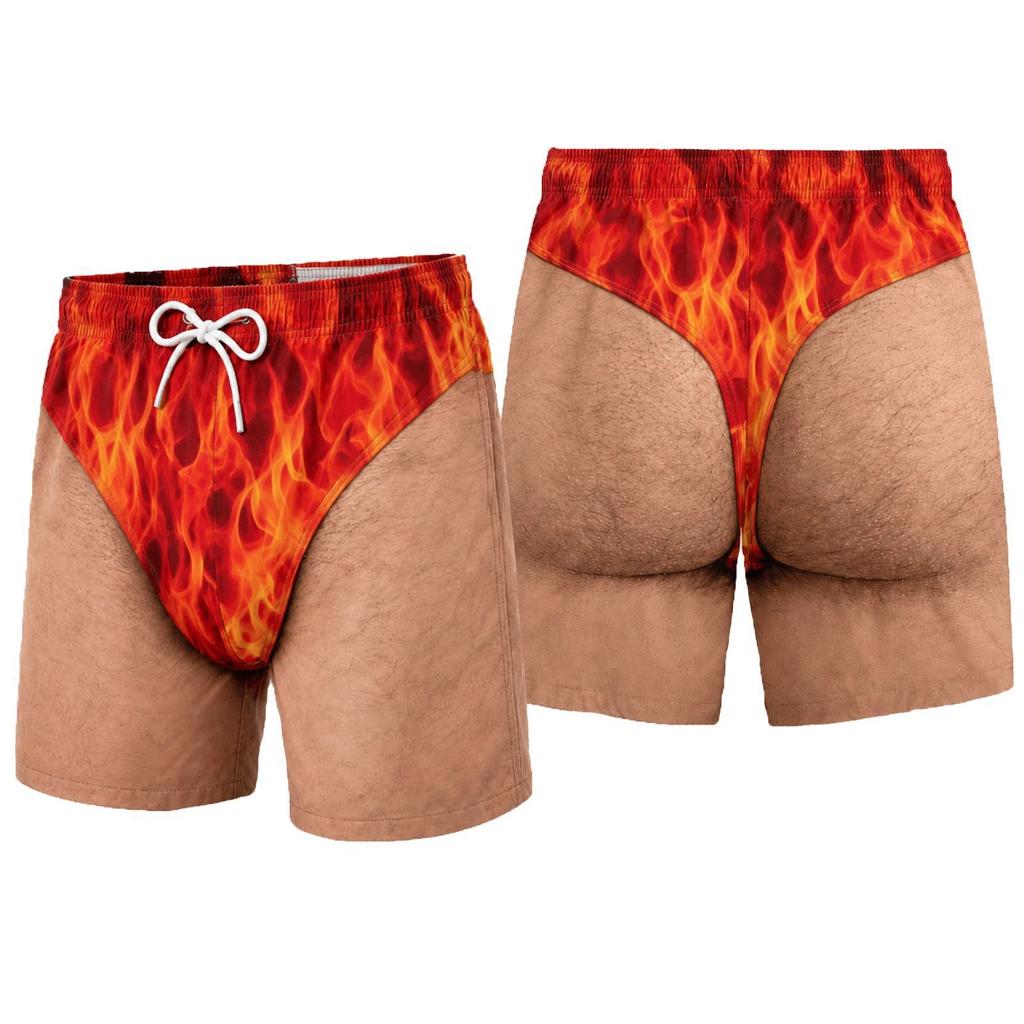Men's Hawaiian Printed Loose Fit Beach Shorts for Vacation and Summer