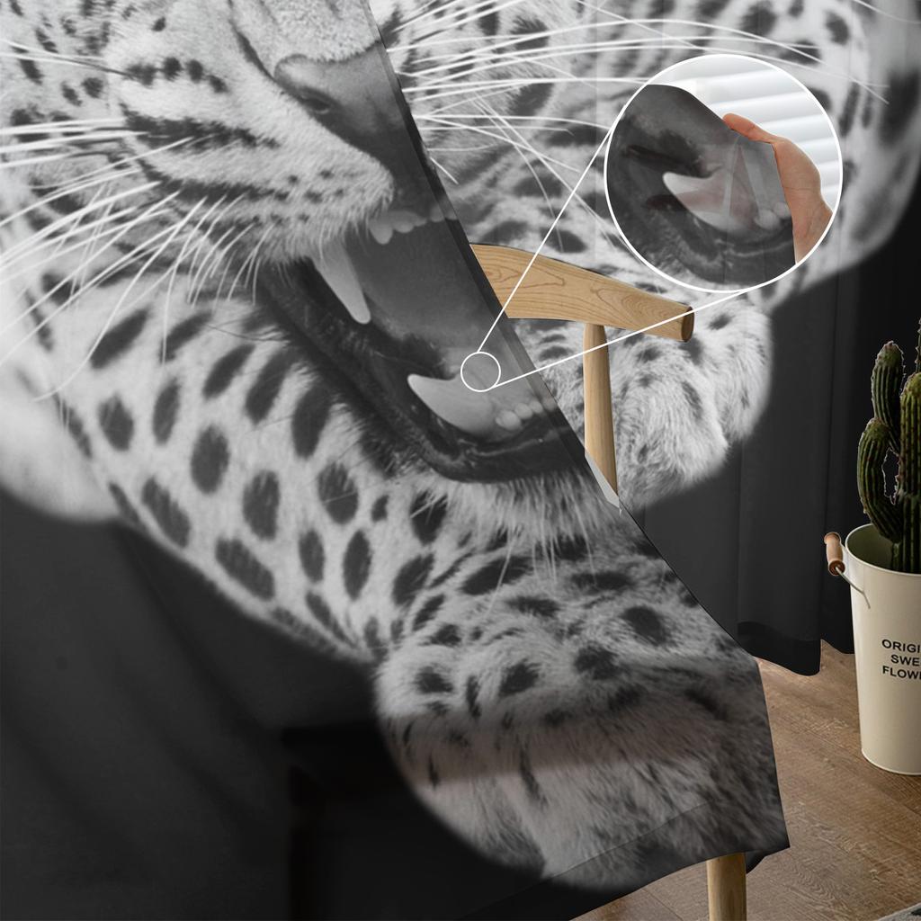 Leopard With Blue Eyes Chiffon Sheer Curtains for Living Room Bedroom Home Decoration Window Voile Tulle Curtain Drapes
