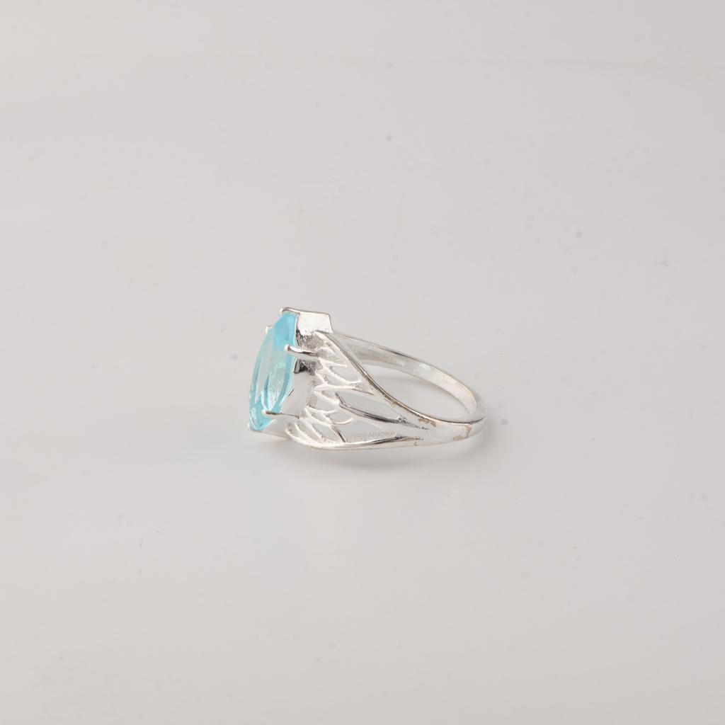 Anello carino in argento con gemma di topazio azzurro cielo, Anello in argento sterling 925 taglio marquise per donna CZR-21-4