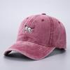 Cotton denim washed baseball cap embroidered animal truck female driver curved brim cap batch