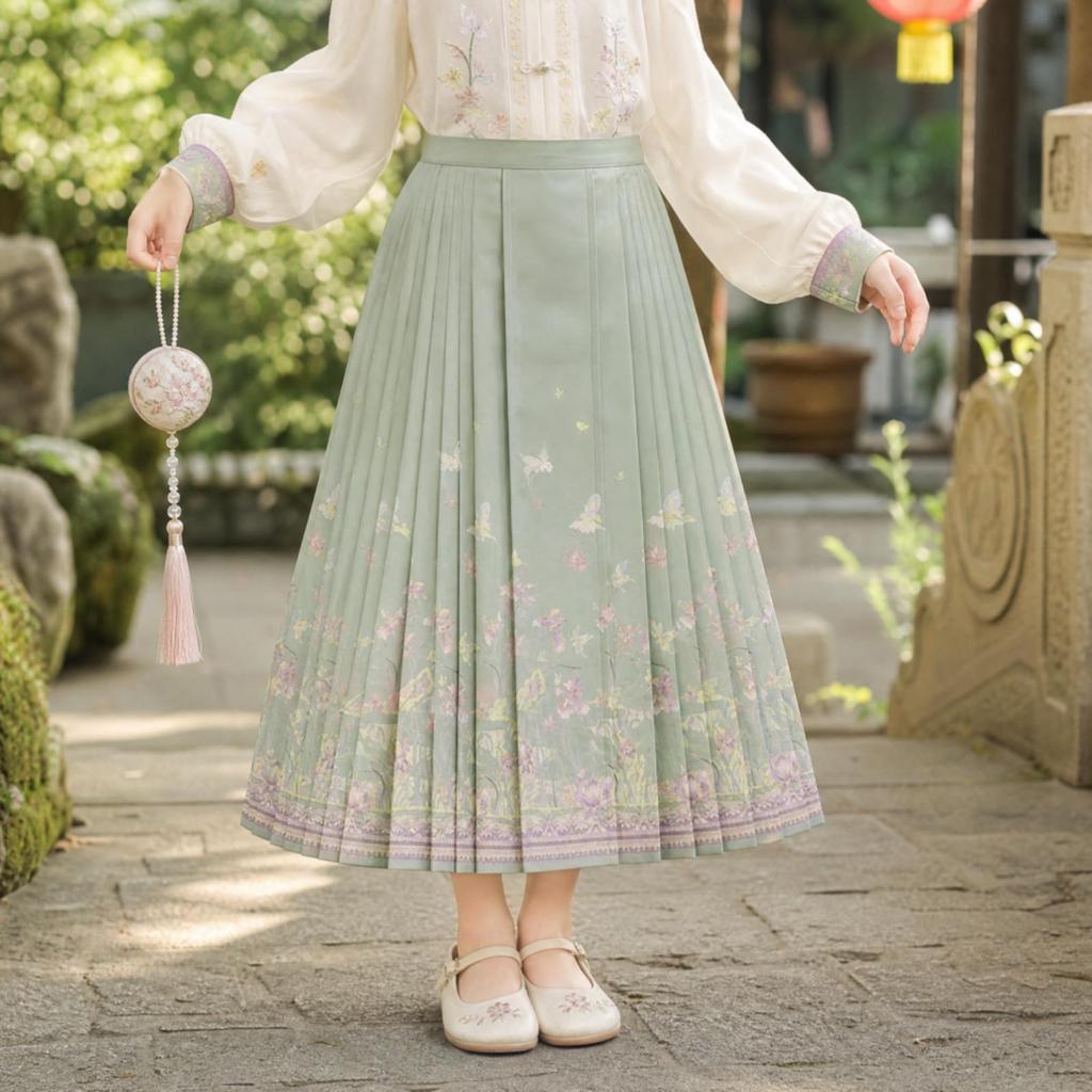 ChineseStyle Pleated Skirt Cascading Traditional Chinese AttireInfluenced for Cultural