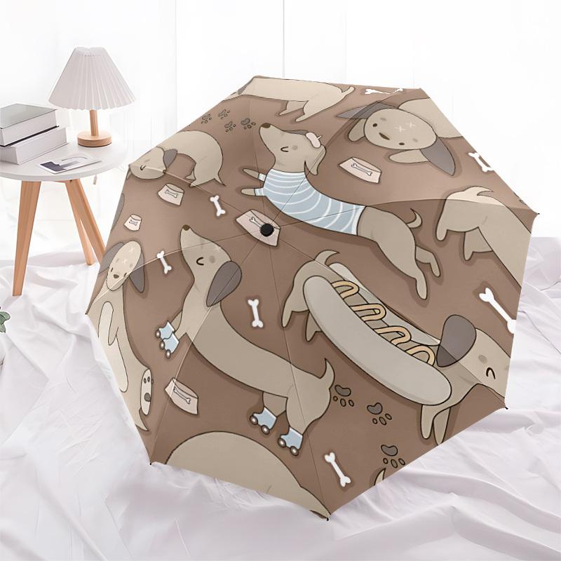 1pc Dogs Bones Fashionable Automatic Opening/Closing Folding Umbrella with 8 Bones, Windproof Portable, Daily Use074