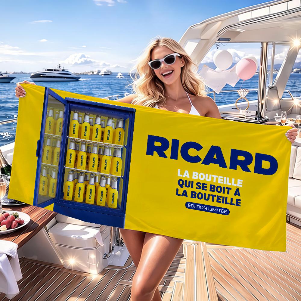 

R-Ricard-S logo Towel Quick Dry Absorbent Beach Towel for Sports, Fitness, Swimming and Outdoor Activities W30*H60(CM)