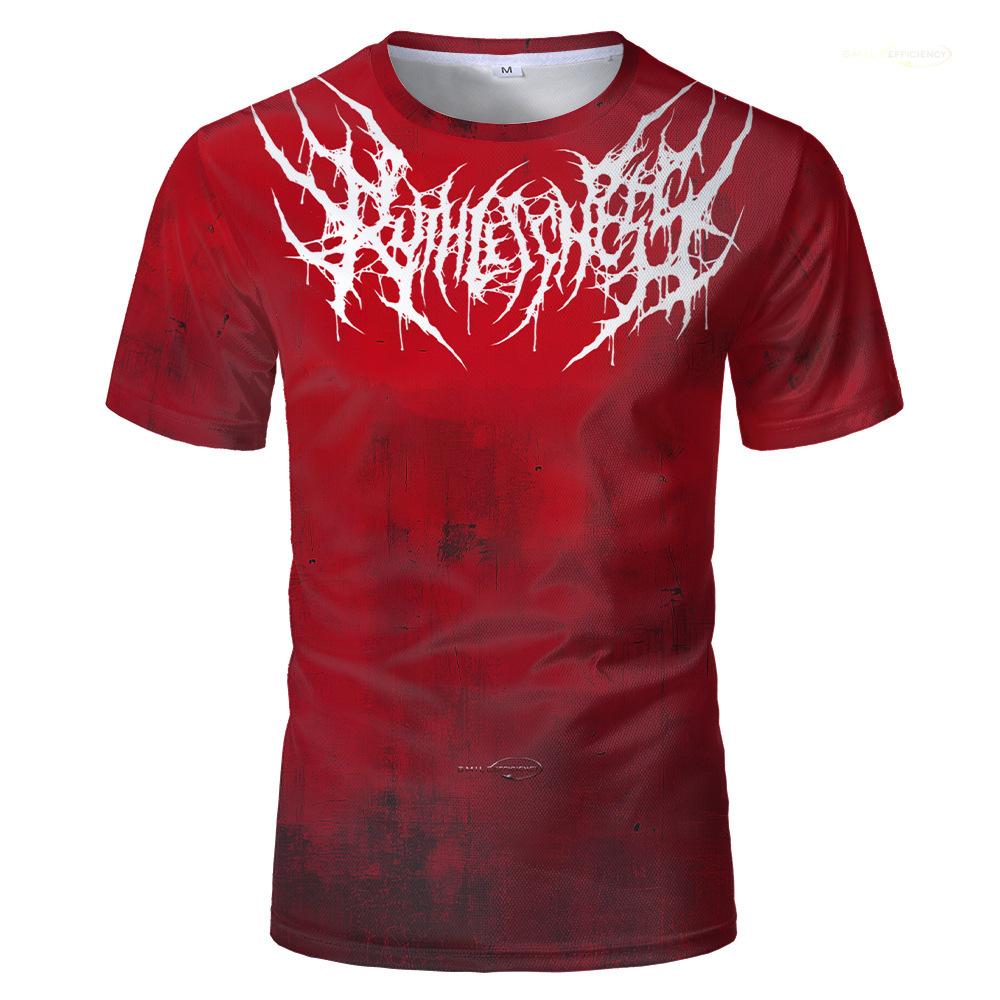 Edgy Grunge Short Sleeve T-Shirt, Gothic Metal Graphic, Streetwear Essential.