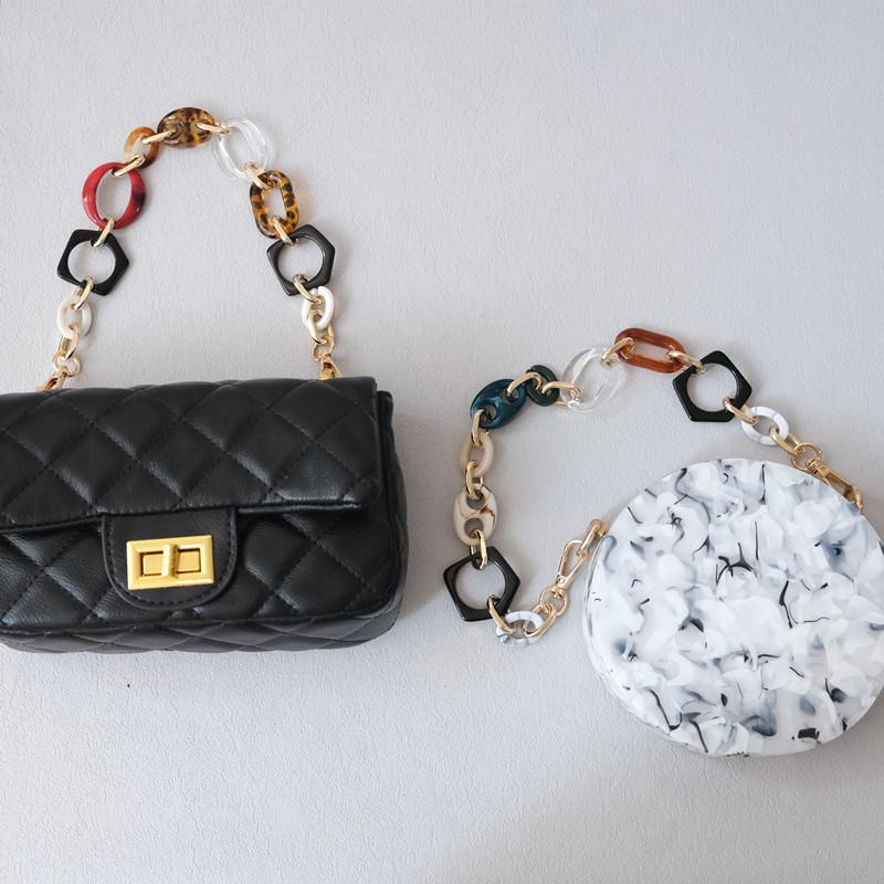 Nuovo Accessorio Moda Borsa a Mano da Donna Ambra Acrilico Catena in Lega Lusso Vintage Cinghia per Borsa Donna Spalla Pochette Manico Catene
