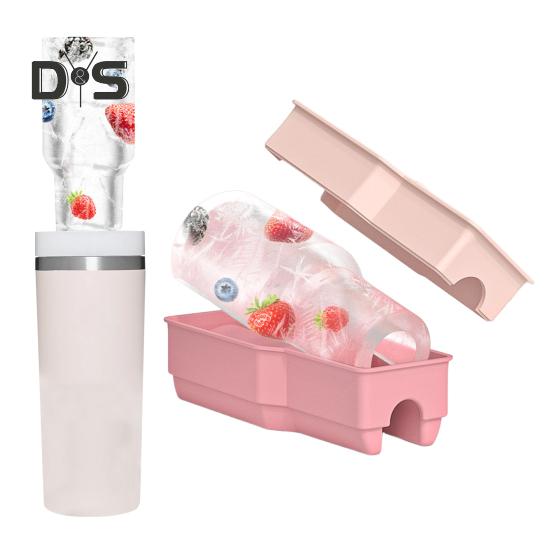 Silicone Ice Cube Tray for 20-40 Oz Tumbler Hollow Cylinder Design Ice Mold with Lid BPA-Free Reusable Ice Cube Maker for Cup H2.0