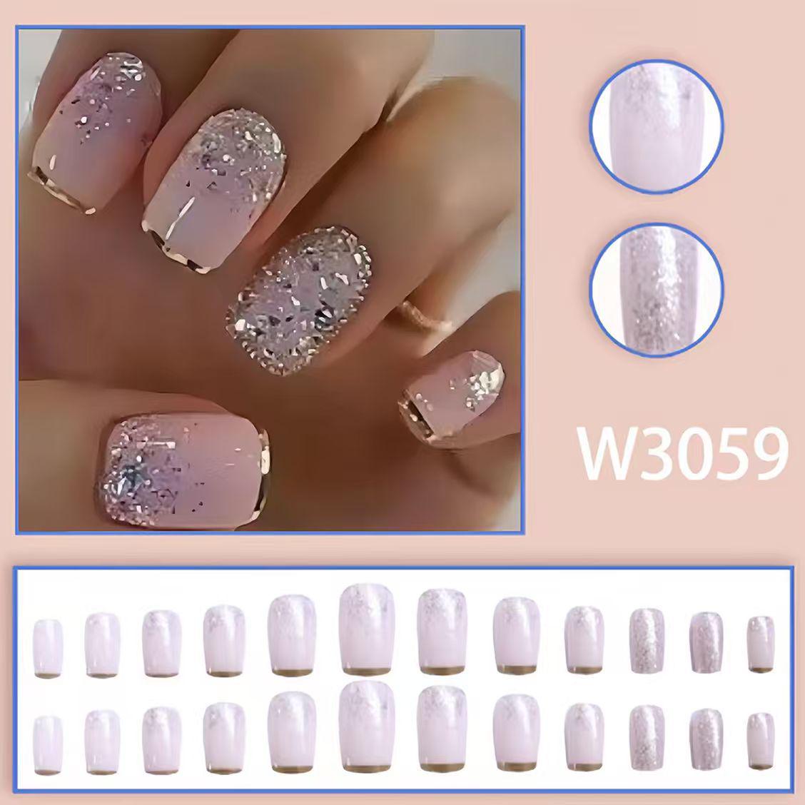 24-Piece Pink & Matte Color Block Wearable Nails - Versatile Autumn/Winter Whitening Set