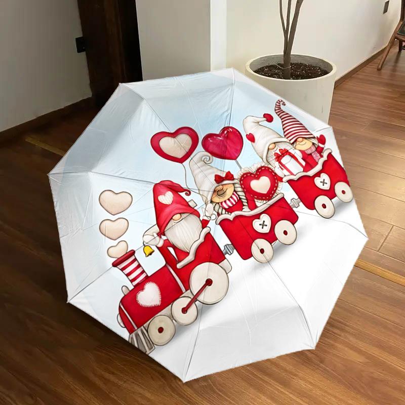 

Valentine s Day Heart-Shaped Balloon Train Decoration with Automatic Opening/Closing Umbrella, Portable Tri-Fold Design, 8-Bone Iron Frame O