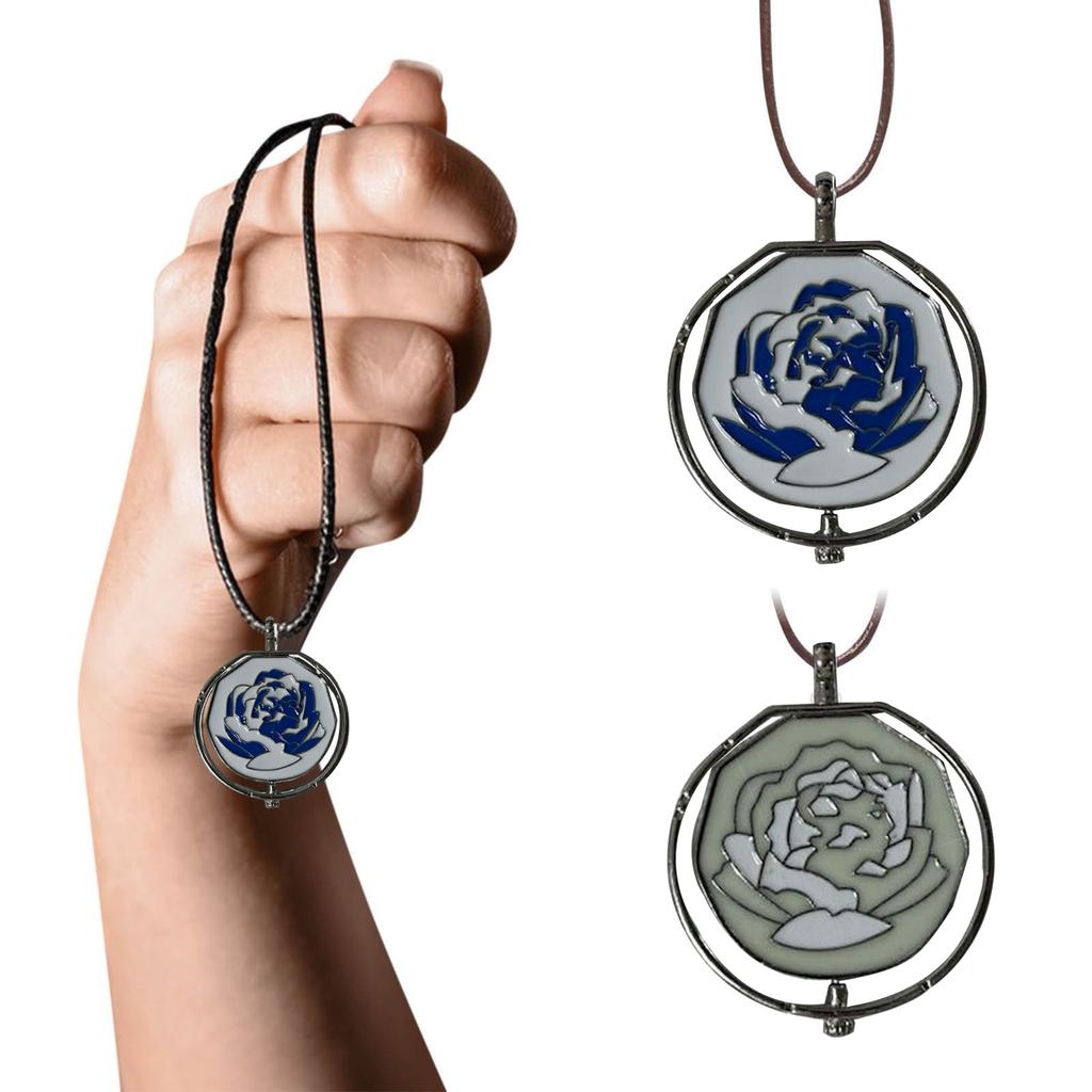 Joc Arcane Colier cu Pandantiv Trandafir Albastru Rotativ Iubitori Prieteni Purtând Colier cu Lanț Bijuterii Accesorii Cos Cadouri pentru Fani