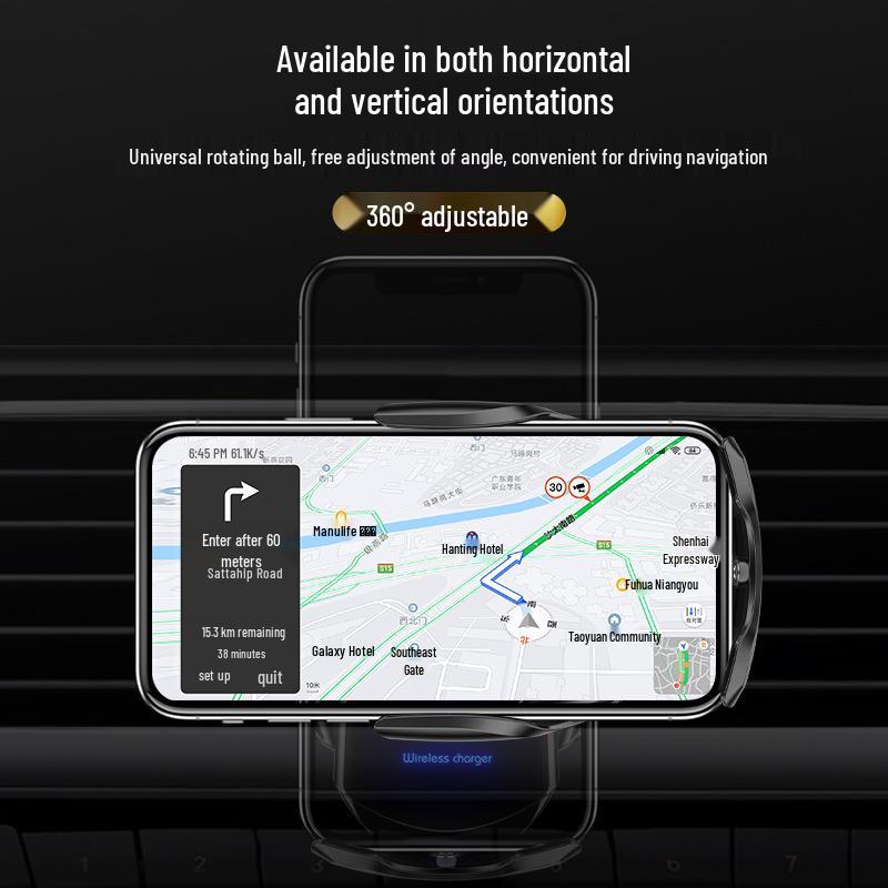 Magic Clip Q3 Wireless Charging Car Phone Holder with Electric Auto-Grip - Black