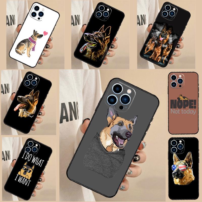 German Shepherd Dog Cartoon Phone Case For iPhone 17 Air 13 16 15 11 12 14 Pro Max 13 12 mini 15 16 Plus 16e Cover Funda