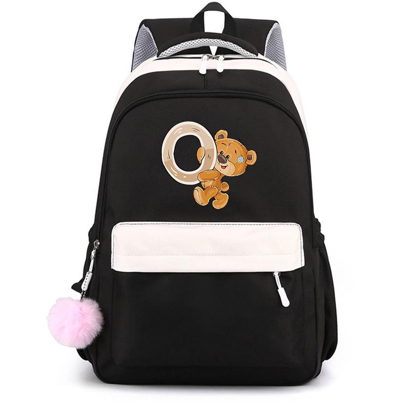 Mały Miś 26 Angielskich Liter Tornister Kawaii Uczeń Tornister Cartoon Bookbag Plecak Mochilas Plecak Nastolatek dla Dziewczynki Prezent