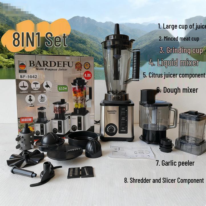 Stalowy blender i sokowirówka 8 w 1 o pojemności 4L z funkcją mielenia mięsa, kruszenia lodu i rozbijania ścian