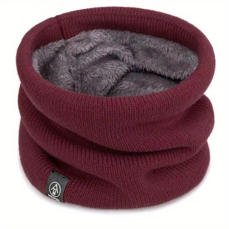 

Unisex Knitted Scarf, Elastic Neck Gaiter Headband, Warm Face Mask, Thickened Velvet, Dual-Use for Outdoor Activities темно-красного