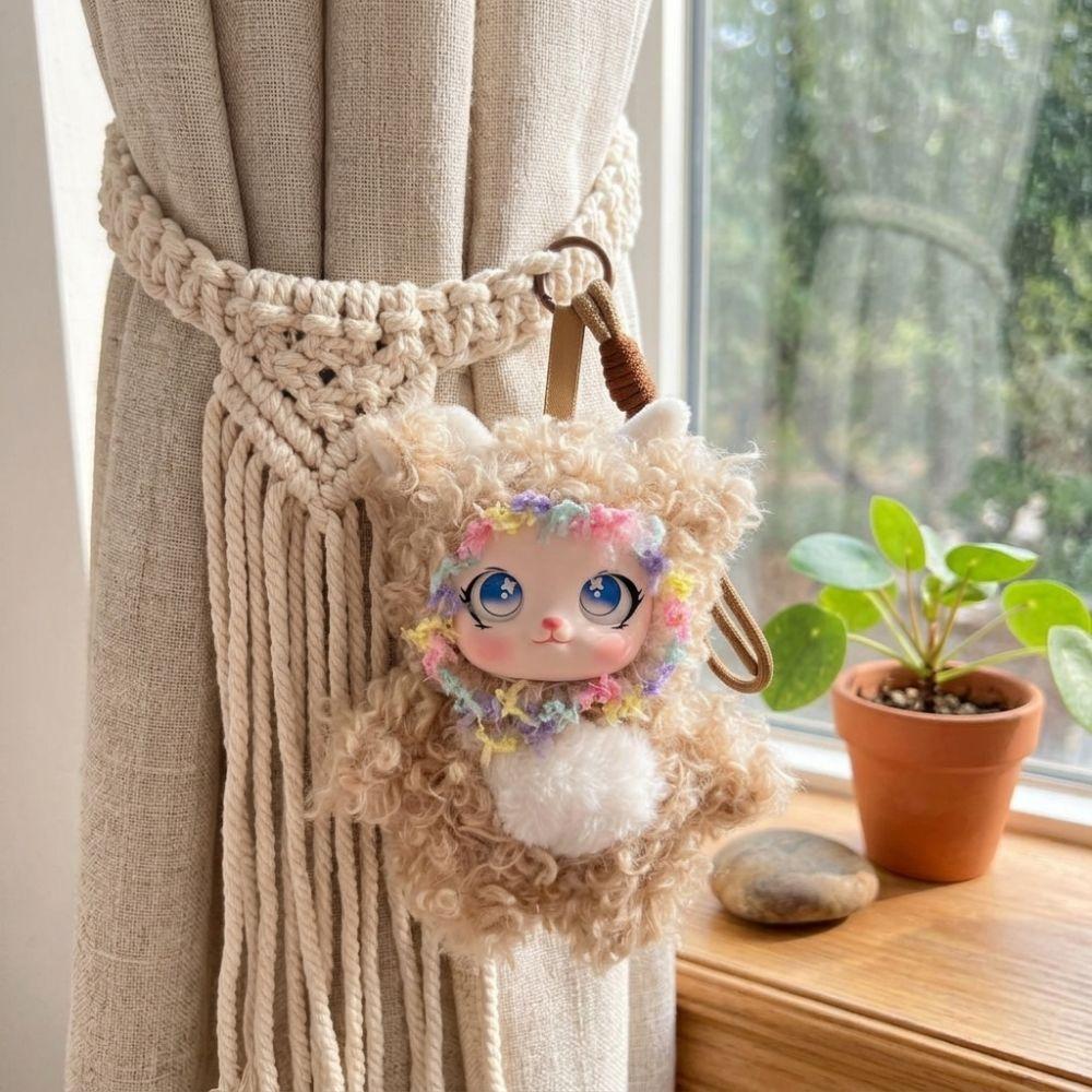 Fluffy Plush Rabbit Plush Keychain Sparkling Big Eyes Vinyl Face Doll Pendant Backpack Decor