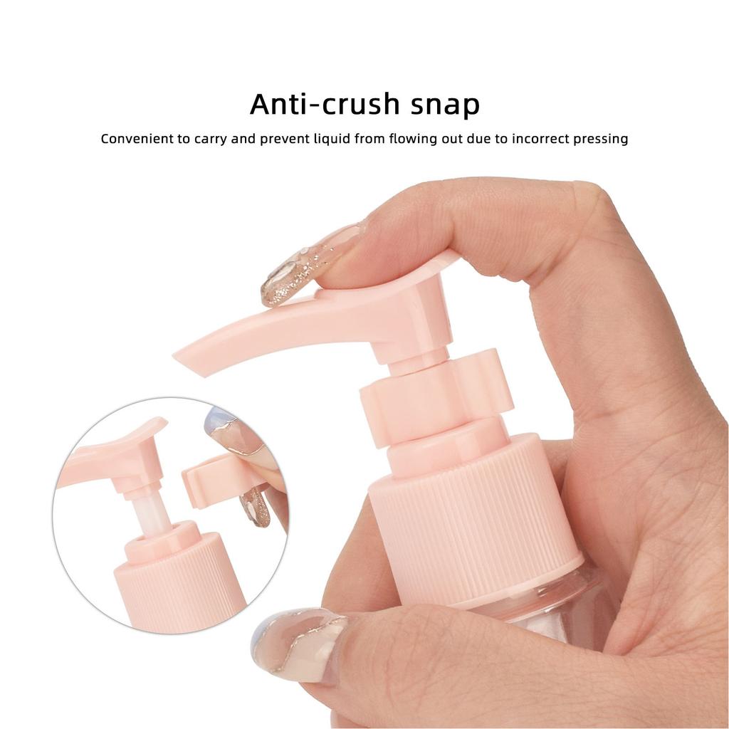 Travel Bottles Kit Clear Leakage Proof Empty Portable Toiletry Containers Set for Lotion Cream Shampoo Pink
