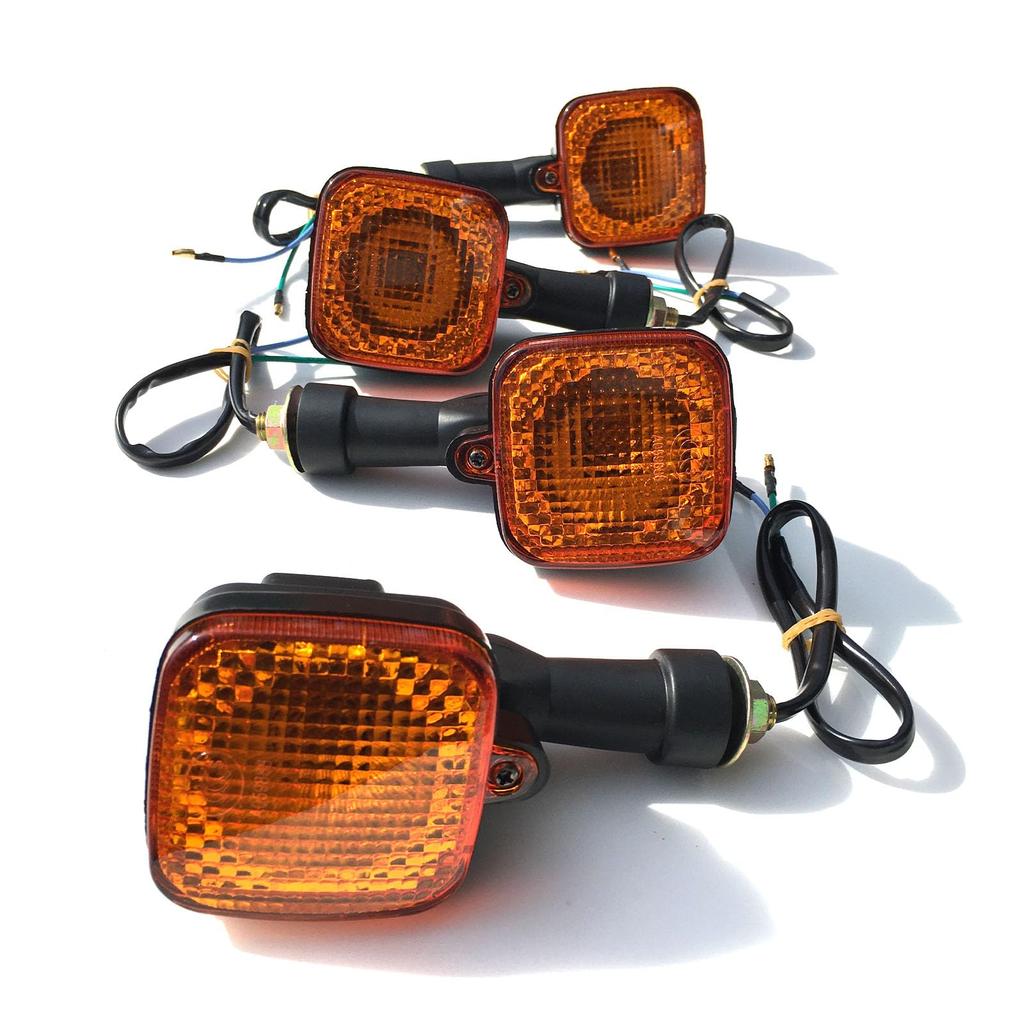 Archnote Motorcycle Turn Signal Rear Square Universal Light Lamp 12V Rubber Bracket CT110 CG125 Hunter Cub Set of 4 Amber