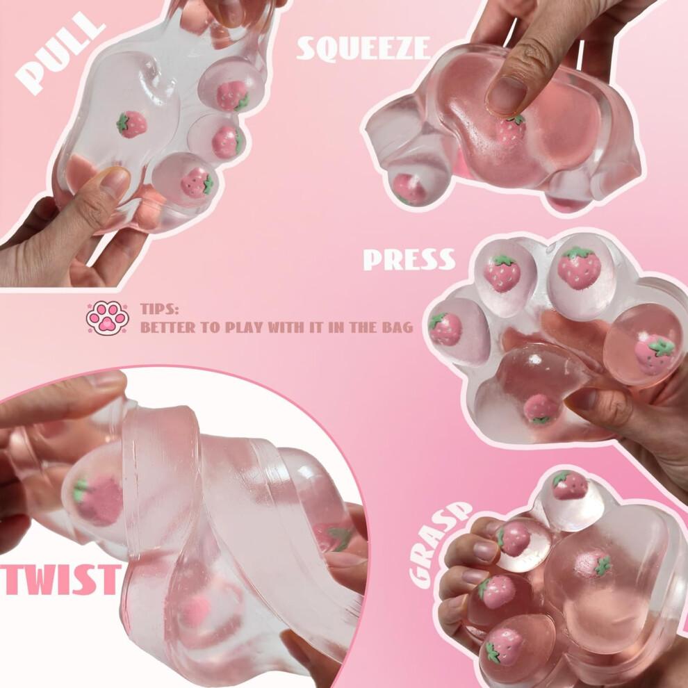 Pink Cat Paw Squishy Stress Relief Squeeze Toy, Soft Rebound Cute Kitten Paw Fidget Toy for Adults