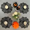 30cm Spider Web Placemats Polyester Black Lace Placemat Spider Web Table Mat  Halloween Party