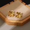 European Floral Titanium-Steel Heart Drop Earrings, Lightweight Luxury Design, Niche Style.
