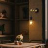 Applique murale - NETTLIFE - Applique murale en bois vintage - E27 - Noir - Scandinave/Moderne