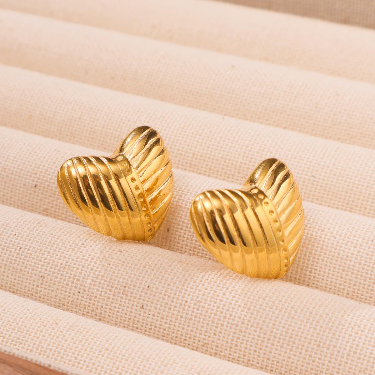 

1 пара сережек в форме сердца из нержавеющей стали с неровной текстурой LOVE для женщин, пар, великолепные украшения для свадебной вечеринки, подарочные аксессуары, предотвращающие аллергию 3cm золотой