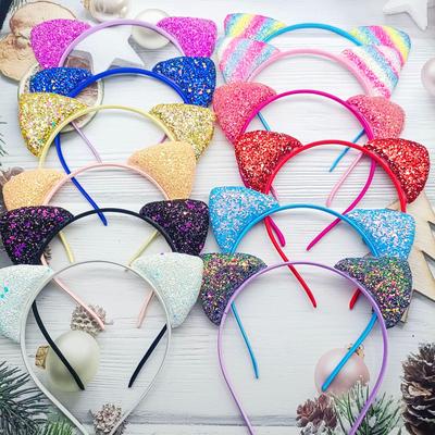 Cerchietto Colorato con Orecchie da Gatto e Paillettes per Bambini - Accessorio per Capelli per Feste ed Eventi