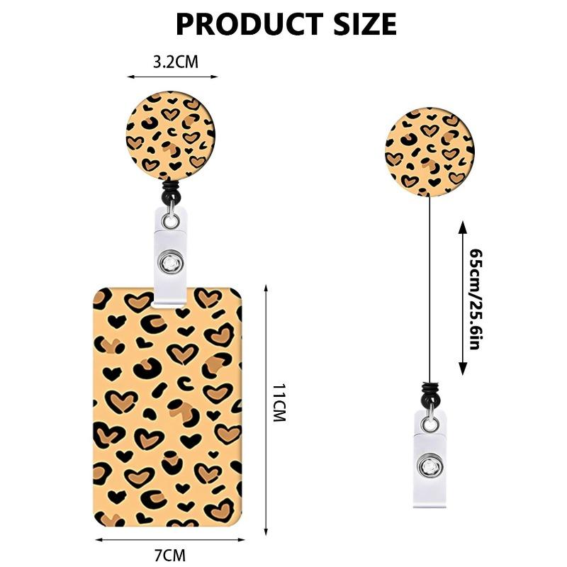 1PCS Classic Leopard Fashion Women Card Holder Cover Colorful Retractable Badge Reel Nurse Doctor Exhibition ID Card Clips Badge