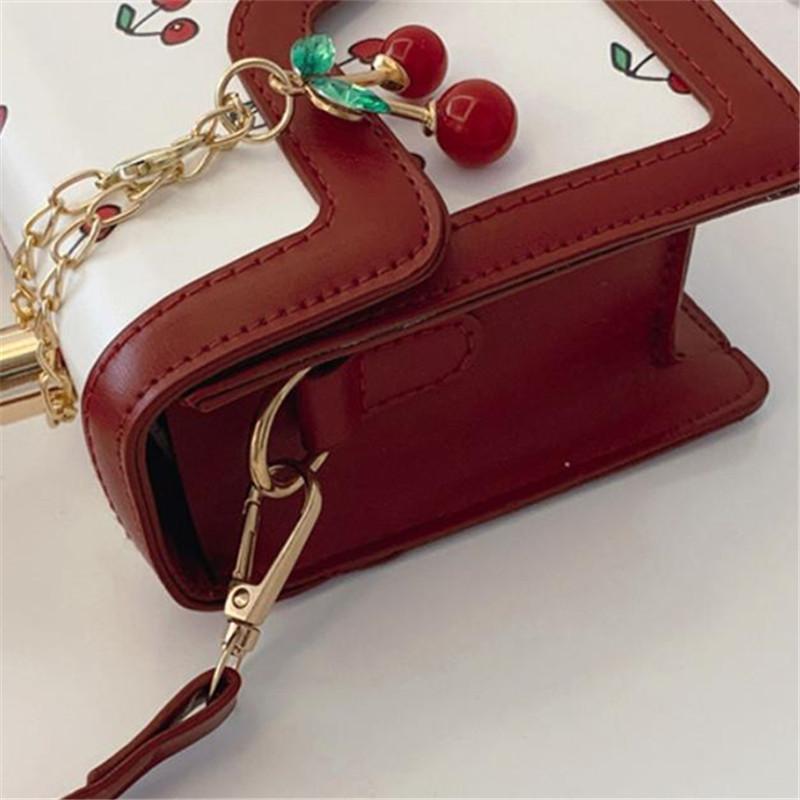 Cute Cherry Printed Handbag Shoulder Bag Woven Handle Square Tote Bag Fresh Design Women's Crossbody Bag Stylish Women Bag