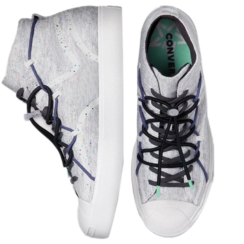 Converse Jack Purcell Rally Stylish Versatile High-top Canvas Shoes Unisex Gray and White