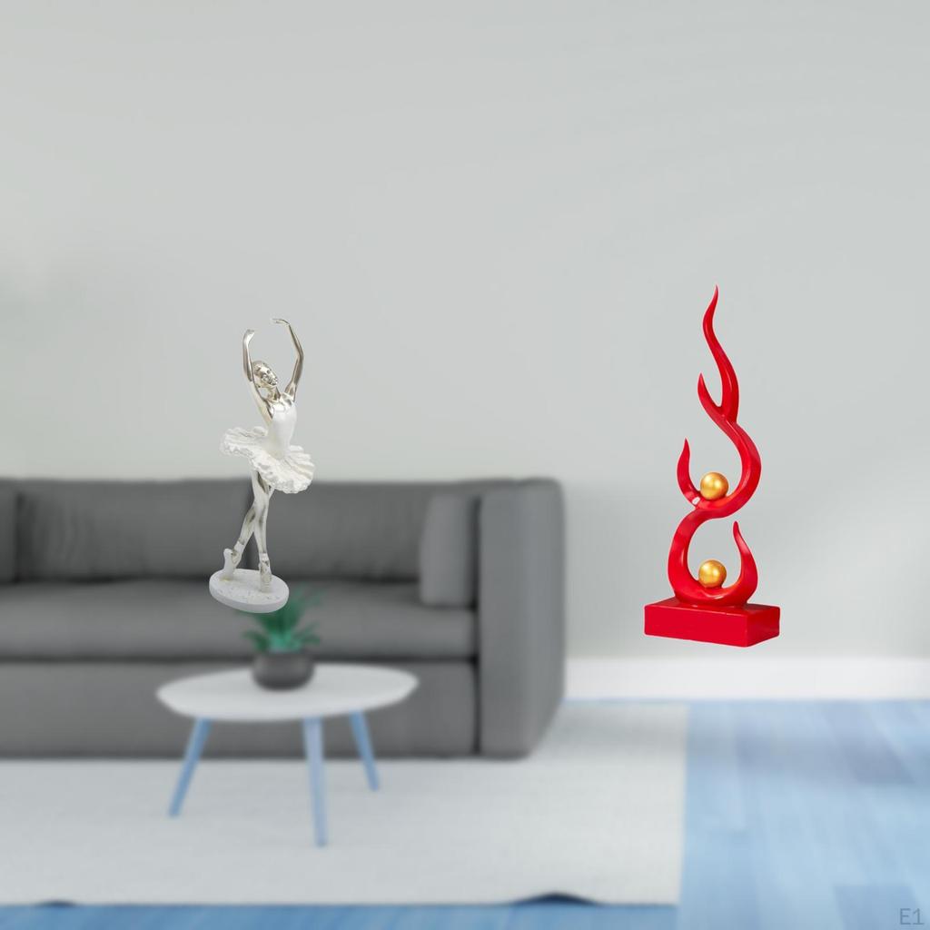 Modern Dancing Girl And Abstract Flame Resin Figurine Creative Art Sculpture for Bedroom Office