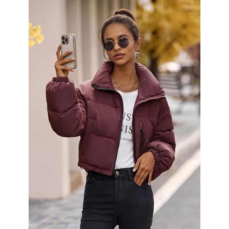 

Европейская хлебная одежда новая короткая пуховая хлопковая одежда женские свободные осенне-зимние пальто утолщенные куртки XL бордовый