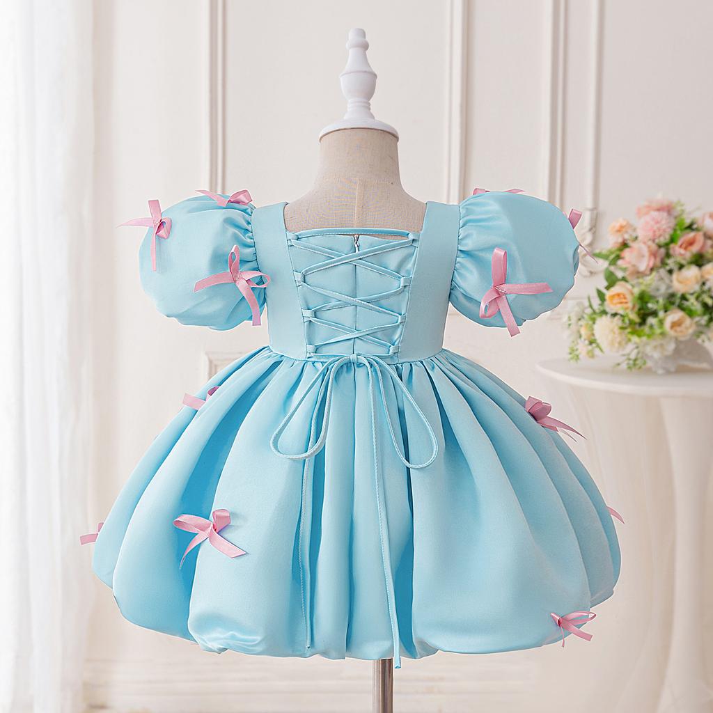 Wedding Flower Girls Dress Toddler Baptism 1st Birthday Dress Baby Girl Clothes Princess Wedding Lace Party Kids Costume L3052