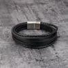 Multilayer Leather Classic Small Accessories Men's Leather Stainless Steel Bracelet For Birthday Party Lucky Present