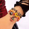 Gothic Halloween Pumpkin Crystal Beads Bracelet for Women Cartoon Cat Bat Ghost Elastic Chain Festival Party Wrist Jewelry Gift
