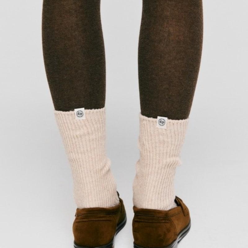 DEPOUND Label Wool Knit Socks - Oatmeal