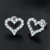 Fully-drill Love Earrings Pure Needle Light Luxury Style Heart-shaped Light Wind Earrings