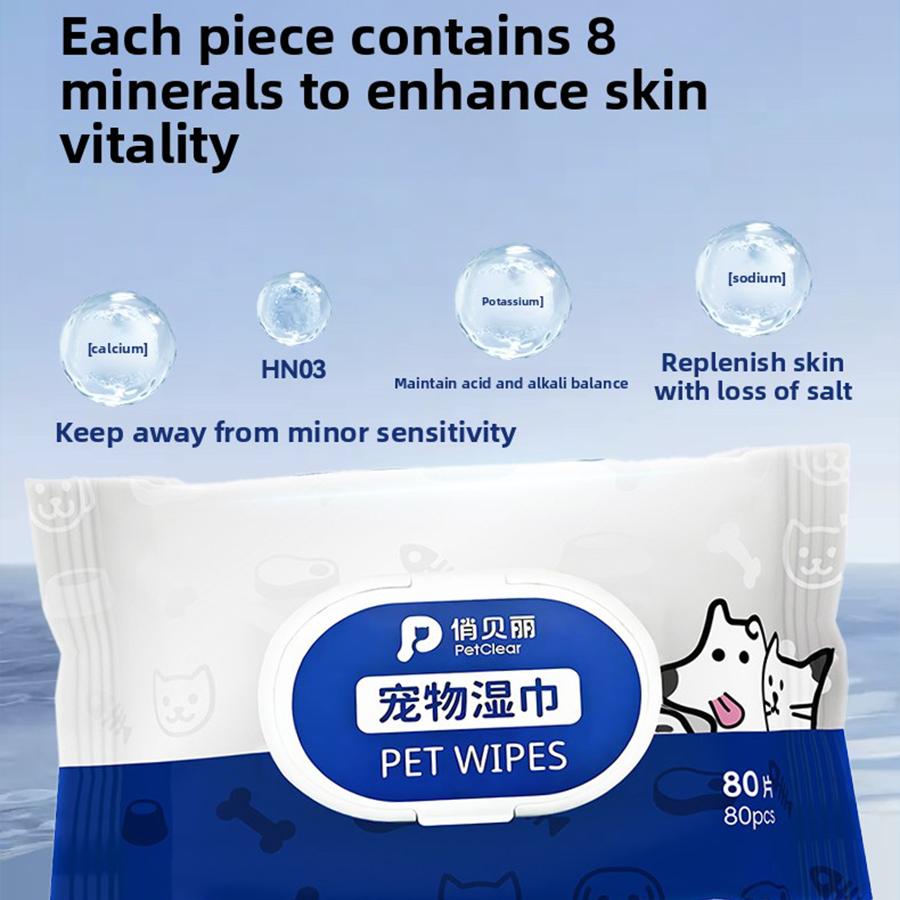 PETCLEAR 80pcs Dog Cat Wash-Free Wipes Pet Bath Deodorant Wipes Cat Dog Disposable Grooming Tissues Pet Cleaning Supplies