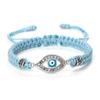 Boho-Handgefertigtes Blaues Strassstein-Böser Blick-Armband mit Rotes Nylonband