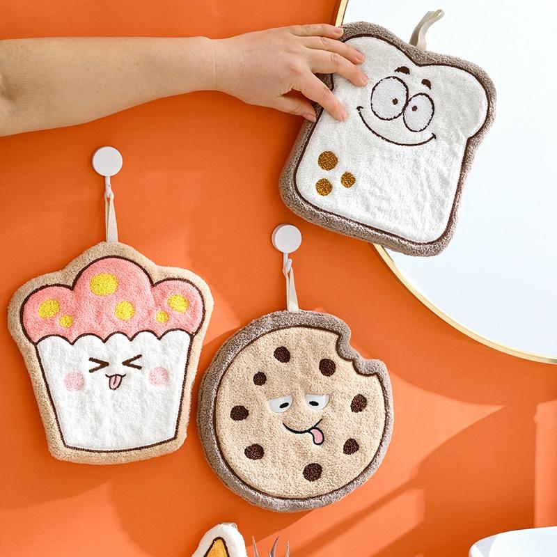 Thickened Cartoon Hand Towel Coral Fleece Bathroom Kids Wash Hand Cloth Kitchen Hanging Towel Super Absorbent Rag Handkerchief