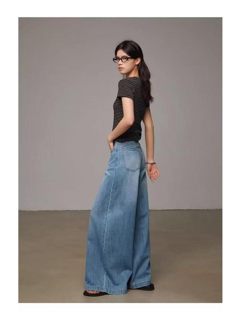 Women's Lyocell Tencel High Waist Wide Leg Jeans
