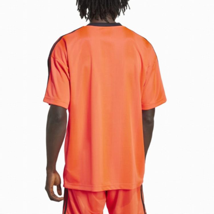 Adidas Originals Jacquard Pattern Striped Loose Short Sleeve T-Shirt Men Tops Orange JW5881