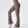 New Cross-Waist Sensual Sheer Yoga Pants Slimming High-Waisted Butt-Lifting Workout Fitness Solid-Colour Flared Trousers