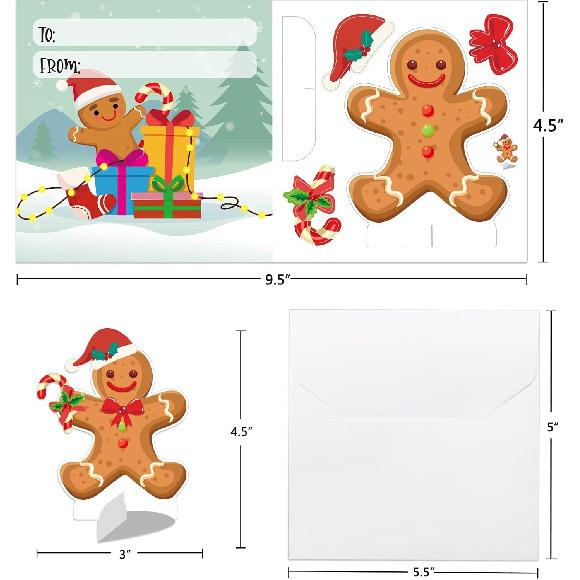 PETCEE 30PCS Christmas Craft Cards for Kids Christmas Gifts Card with Envelopes Santa Deer Snowman Pop Up Card Xmas Exchange Cards for Family Friends