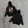 Racing grid flag flame print hooded sweater loose shoulder men's and women's jackets men's and women's hooded couples